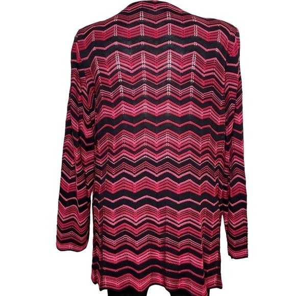 Misook pink and red chevron zip up cardigan plus 3X - Picture 2 of 6